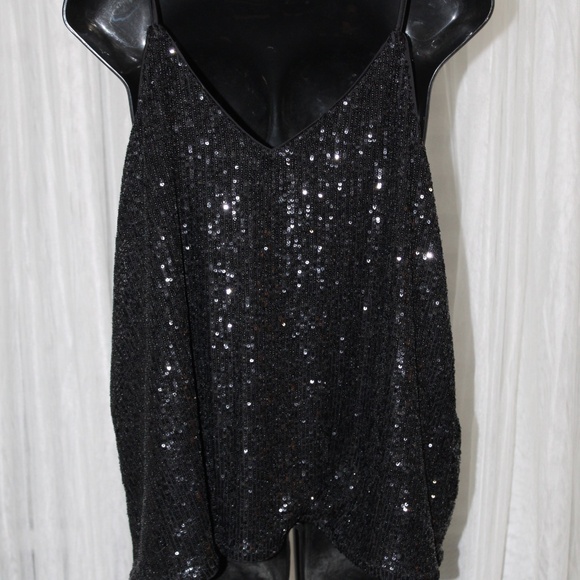 Express Black Sequin Tank Top (XL) Sleeveless Camisole and Shorts . (M) - Picture 8 of 9
